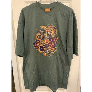 Balarinji Men's XXL Olive Green w/Waterhole Design T-Shirt